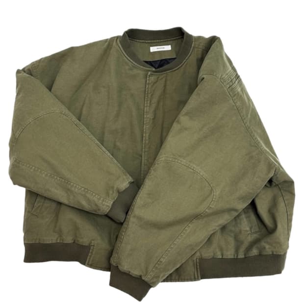 논노드 서퍼 다이 서지 봄버 자켓 빈티지 카키