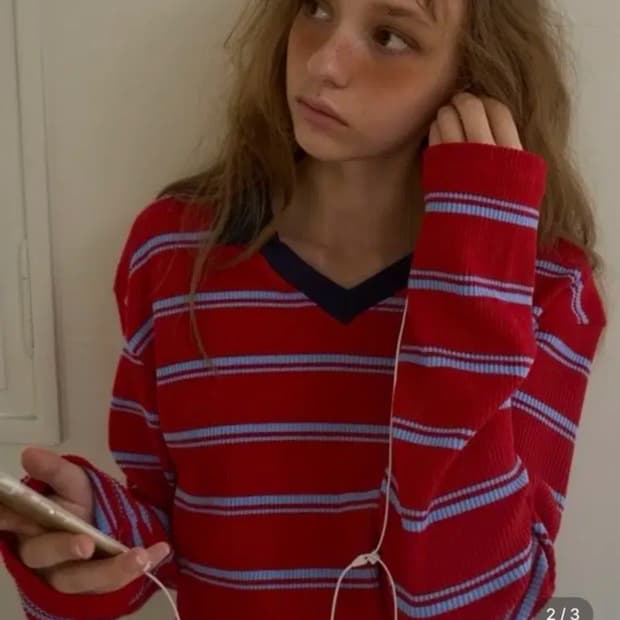 아우어솔티 bready stripe t shirt red 