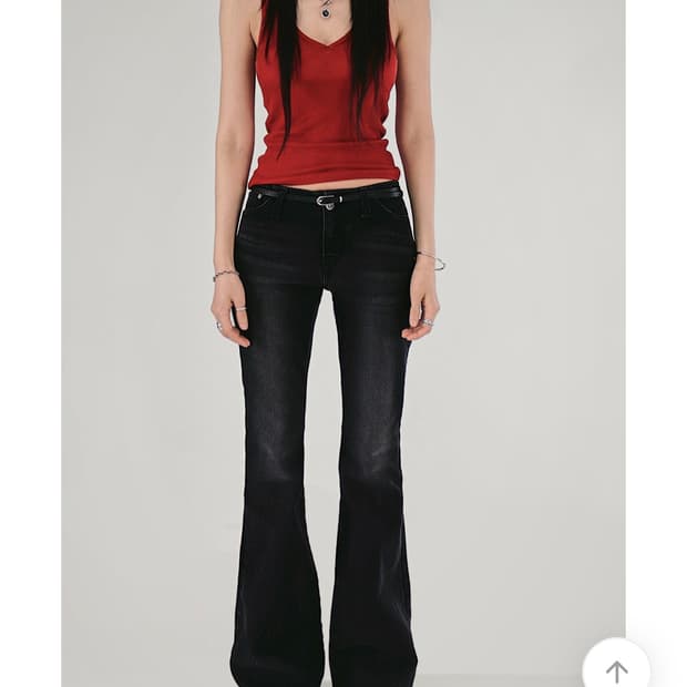 시크윈 흑청 로우라이즈 부츠컷 팬츠 M