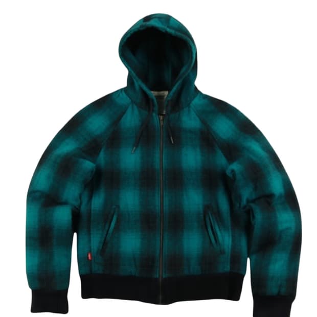 리바이스 플란넬 체크 누빔 후드자켓