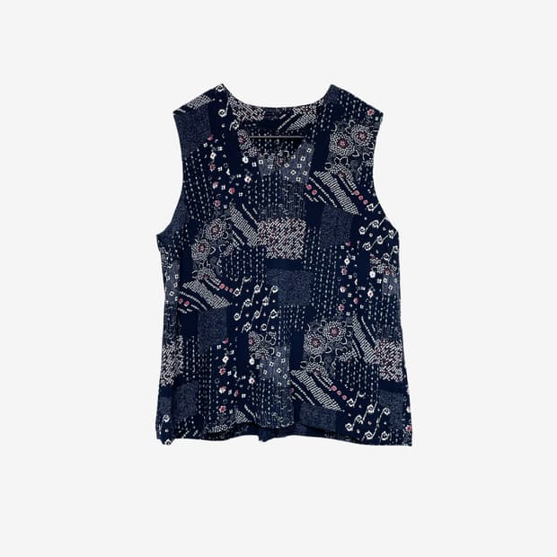 Retro Pattern V-Neck Sleeveless