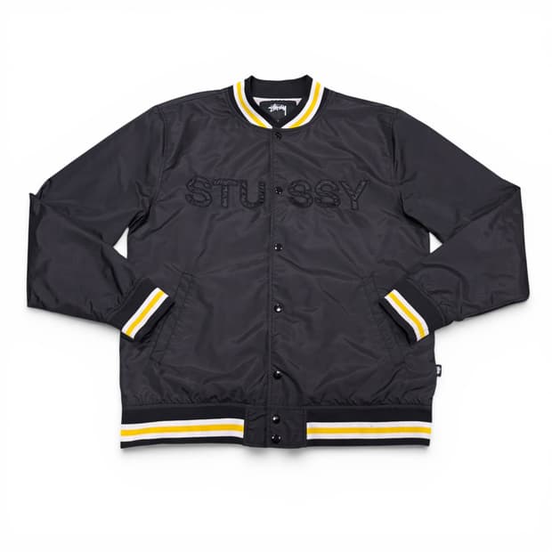 L 스투시 블랙 SS 링크 나일론 스타디움 바시티자켓