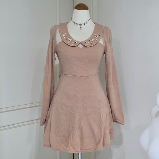 INGNI 일본빈티지)히메갸루st 핑크 로맨틱 비즈 카라 로맨틱 원피스