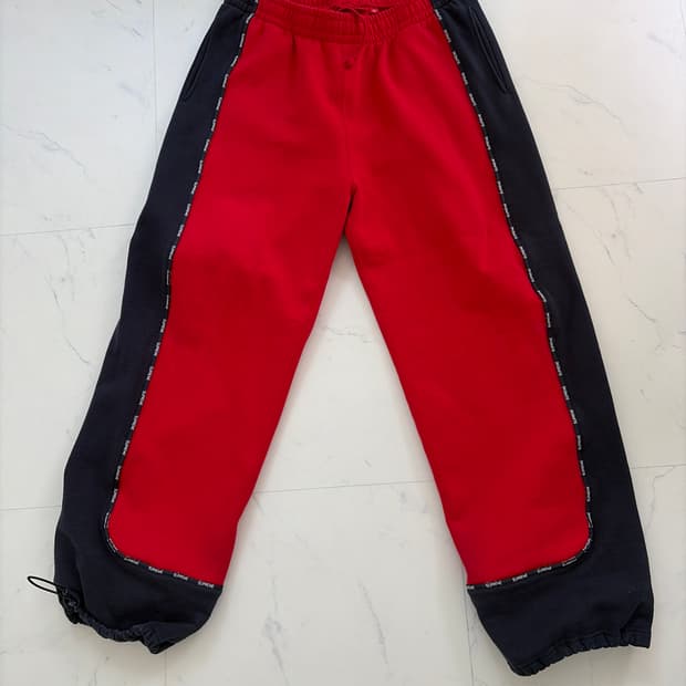 슈프림 배색 스웻팬츠 L