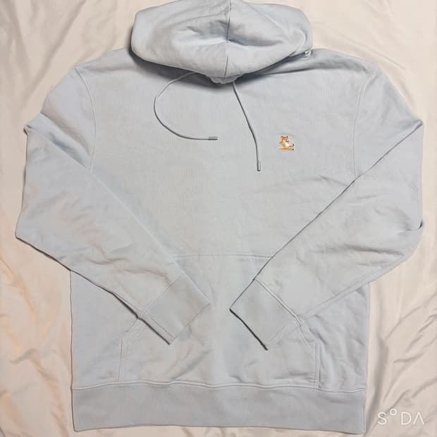 메종키츠네 폭스로고 후드티 스카이블루 XL