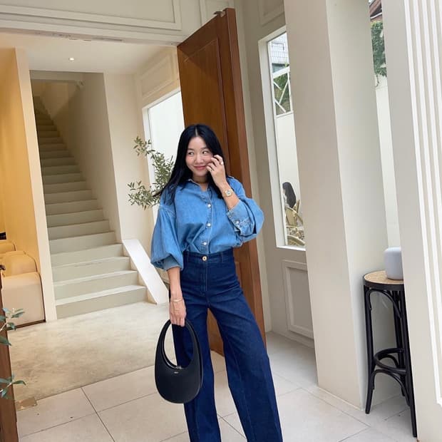 매니모어몽 ,mmm 하이웨이스트 데님 바지