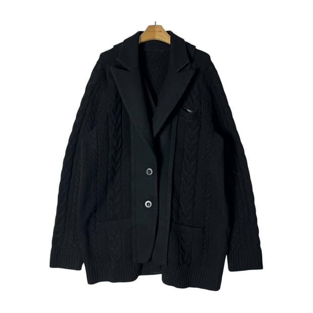[Sacai] 사카이 울 케이블 니트 테일러드 가디건
