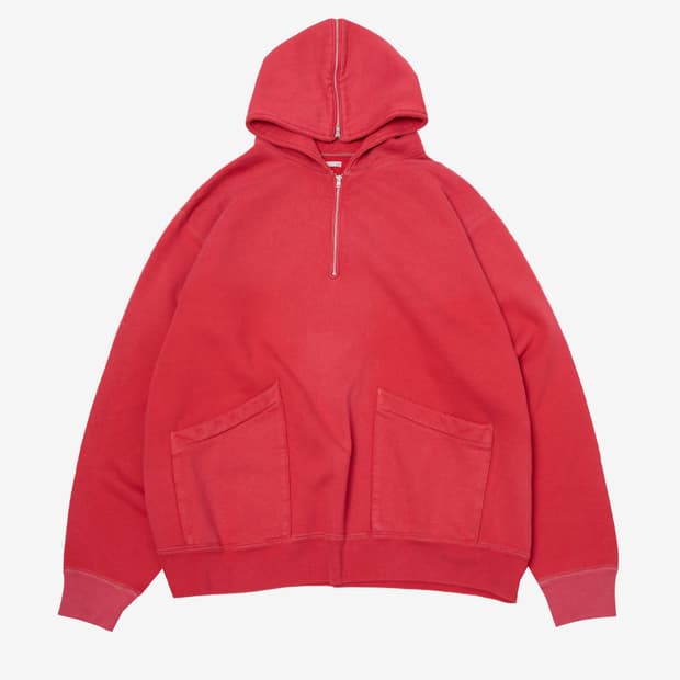 a.presse 아프레쎄 빈티지 하프집업 세일러 후드 레드