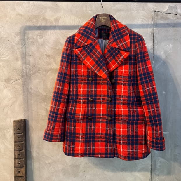 제이크루 타탄체크 피코트 55~66