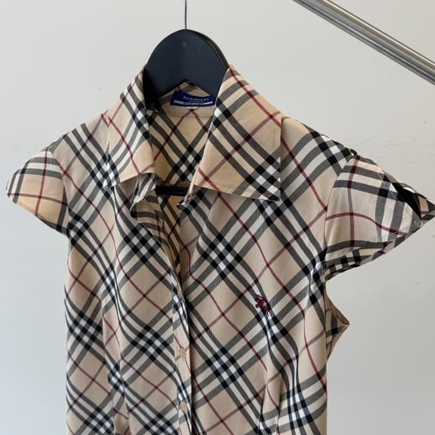 Burberry 버버리 베이지 노바체크 슬림 셔츠 36