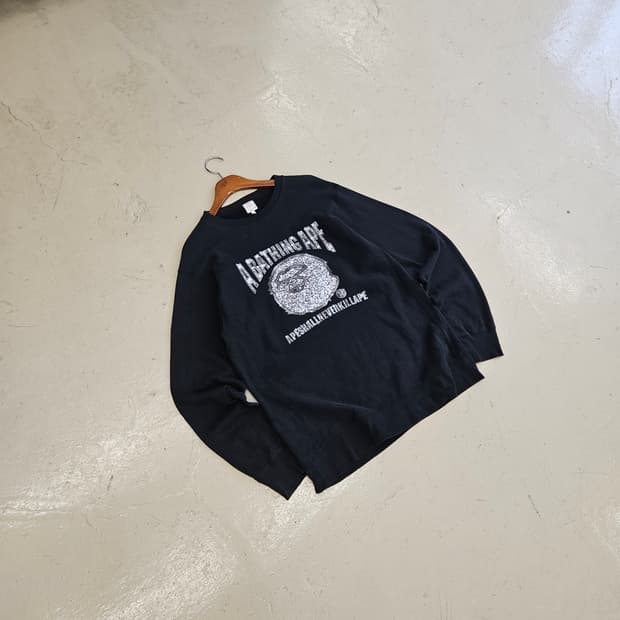 99-00 a bathing ape 베이프 캐시머니레코즈 맨투맨 M 