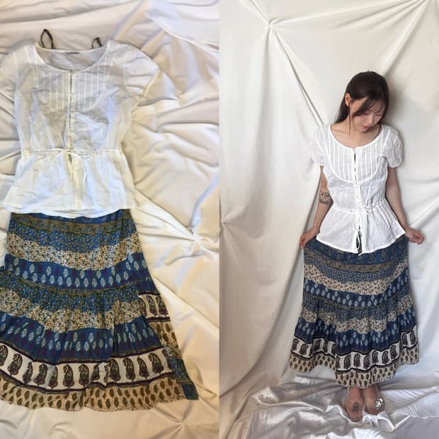 허리 끈 블라우스