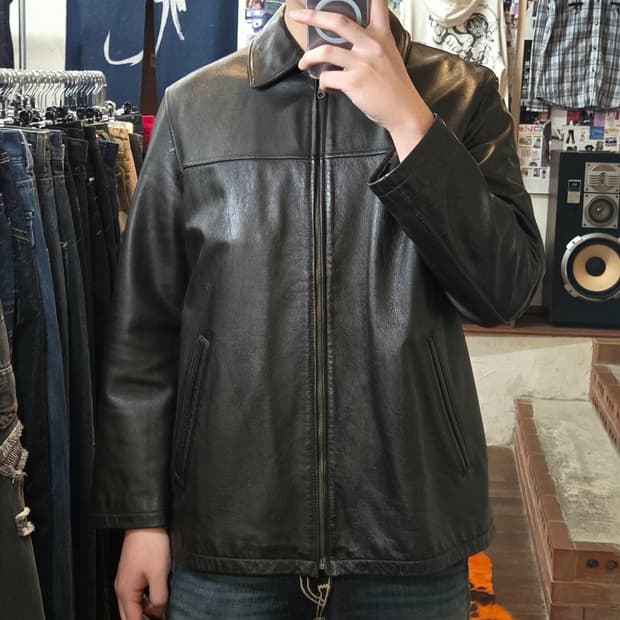 지오다노 다크 브라운 소가죽 자켓