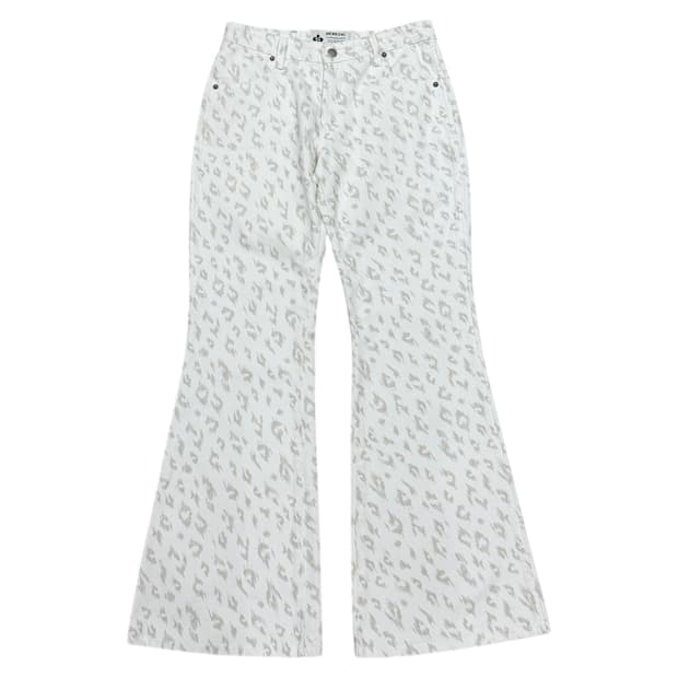 헤리틱 레오파드 호피 부츠컷 데님팬츠 바지 화이트