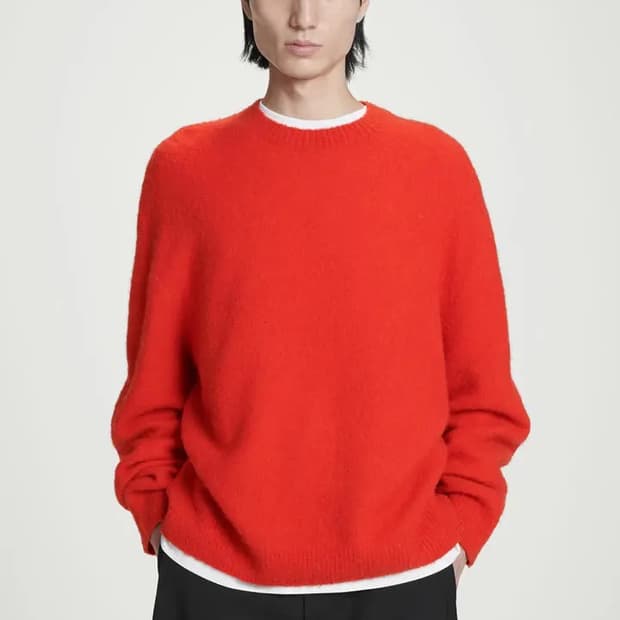 코스(COS) 보일드 울 크루넥 점퍼 브라이트 오렌지 XL