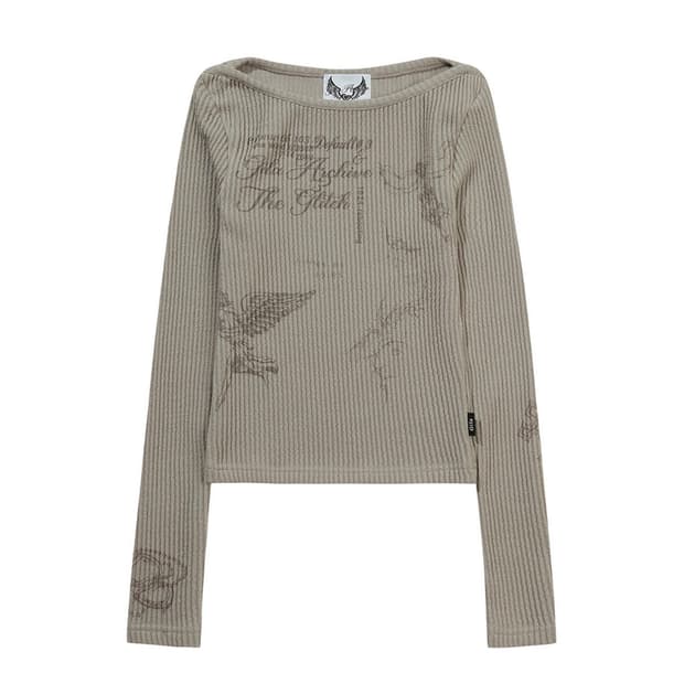 길라아카이브 타투 그래픽 니트 카키