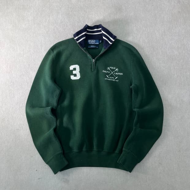 95 폴로랄프로렌 RLPC 골프패치 반집업 니트 