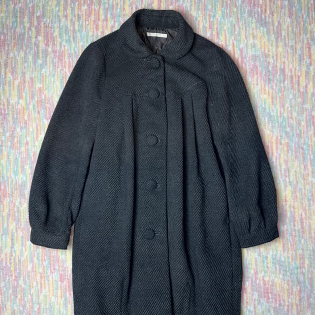 둥근 카라 차콜 롱 코트