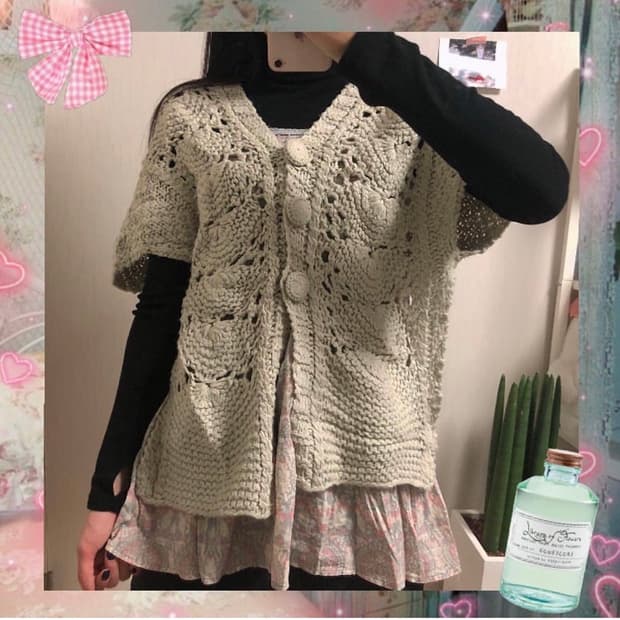 ೀ 왕단추 크로셰 망토 ೀ