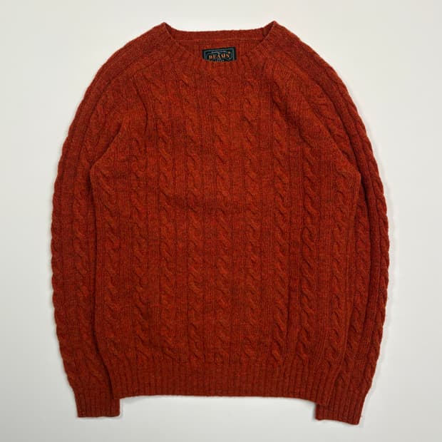 [S] Beams cable sweater knit orange