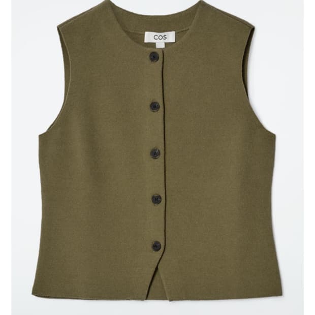 Cos 코스 니티드 코튼 웨이스트코트 (그린 S, M)