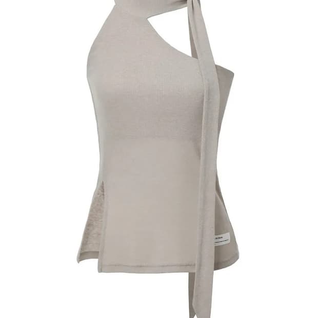 이네기 Birth Slit Scarf Top (sand beige)