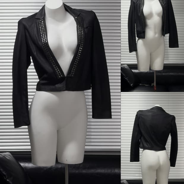 {UNKNOWN} Studs Lam Leather Jacket