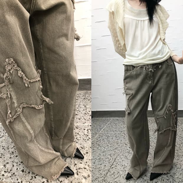 Star patch casual denim