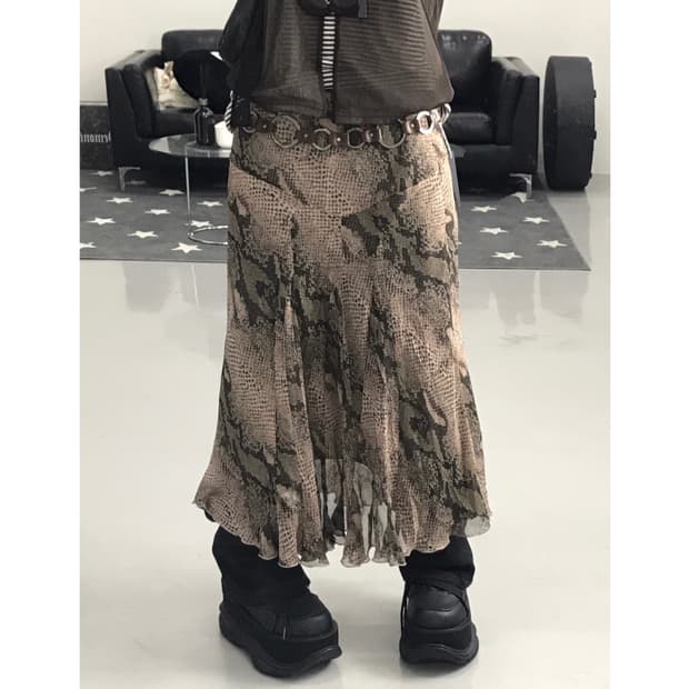 Jpn Poly Animal Long Skirts