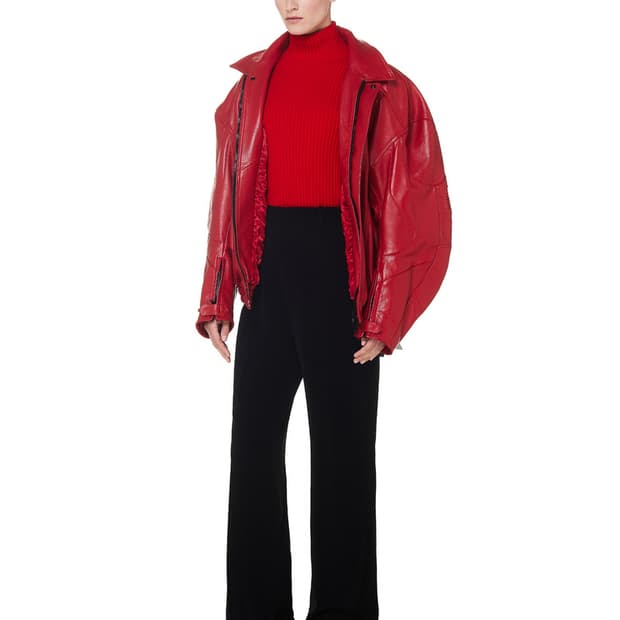 발렌시아가 FW19 BB 로고 biker leather Jacket