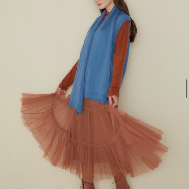 카티아조 블랙 레이블 럭셔리 울 머플러 리치블루 새상품 