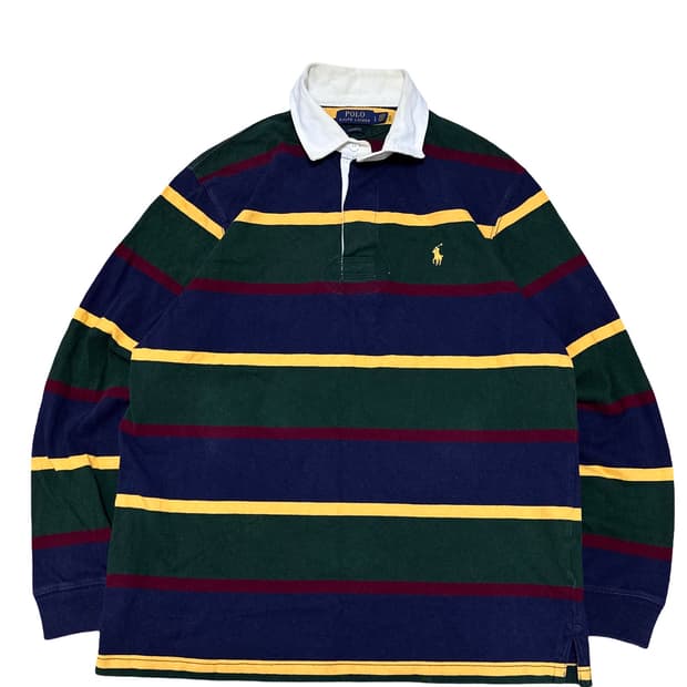 폴로 랄프로렌 qr택 스트라이프 럭비티