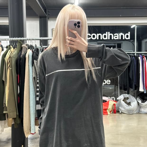 슈프림 블랙 워시드 긴팔 블랙 롱 슬리브