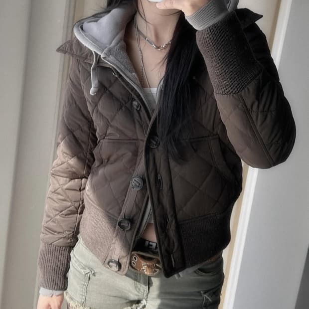 히코빈티지 브라운 퀼트 아우터