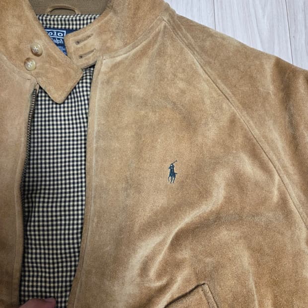 폴로 90s 스웨이드 헤링턴 자켓 L