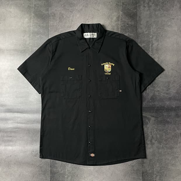 DICKIES 디키즈 빈티지 블랙 코튼 워크 셔츠 A00908