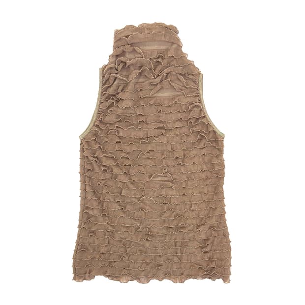 Vintage Fringe Mesh Sleeveless Top/ S