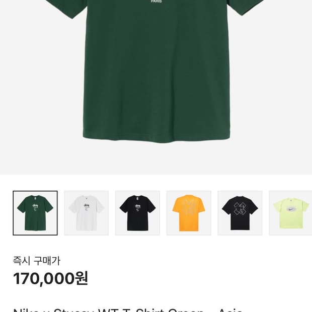 나이키 x 스투시 월드투어 반팔 (L Size / 그린)