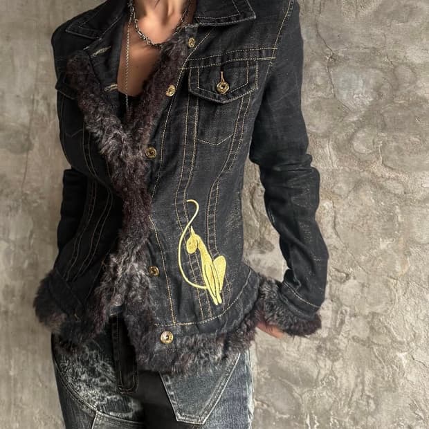 Gyaru Fur Denim Jacket