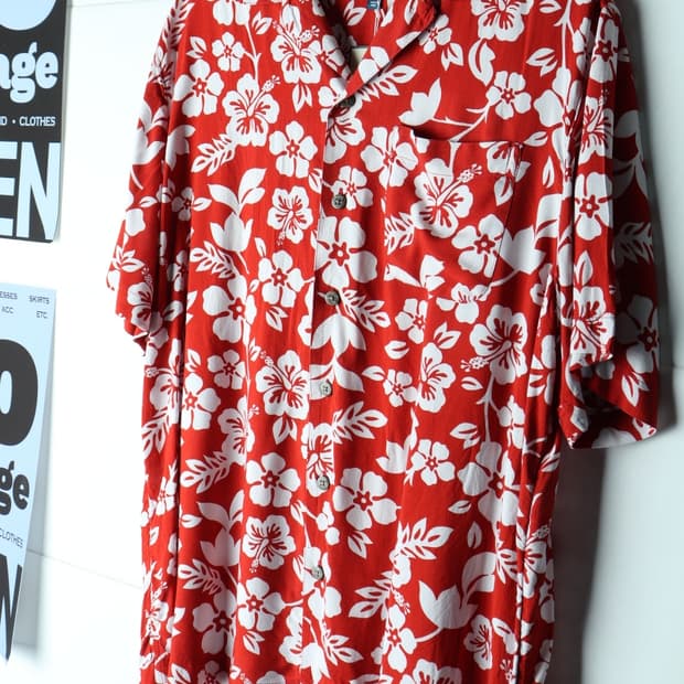 (L-XL) 브랜드빈티지 반팔셔츠 남방 USA 하와이안 레드-H33118