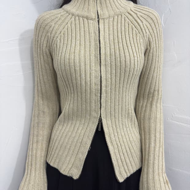 knit slim twoway zipup