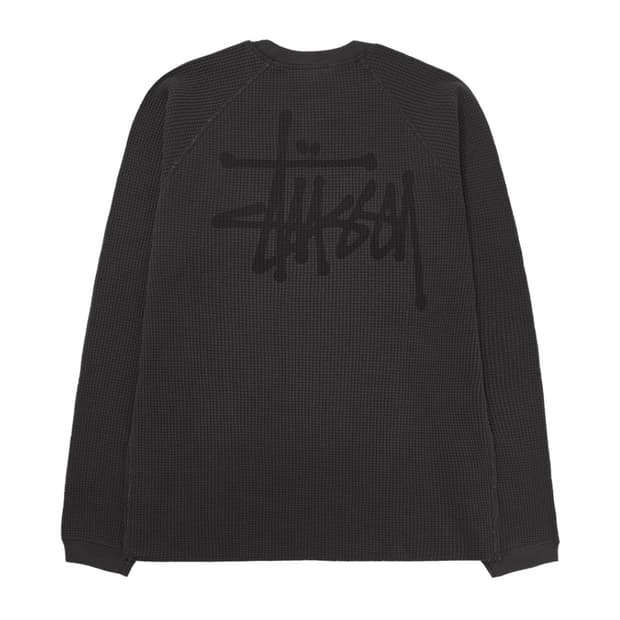 (새상품) 스투시 래글런 써멀 롱슬리브 워시드 블랙 L