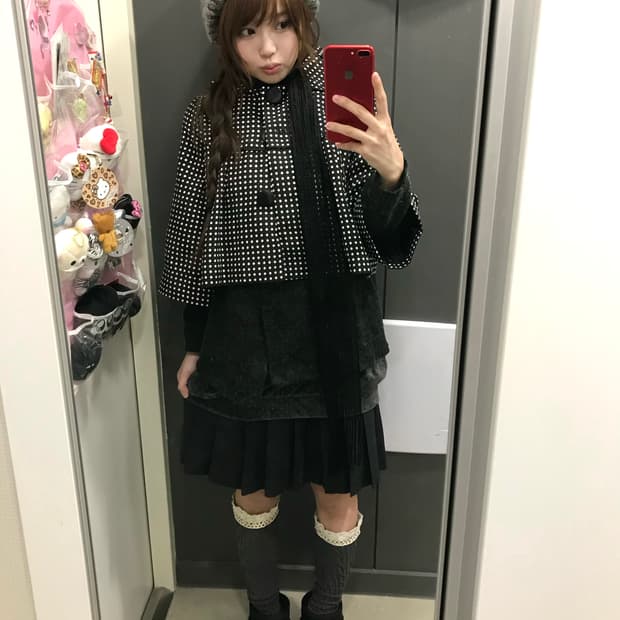 무채색 데일리 니혼진 도트 코트 코디세트