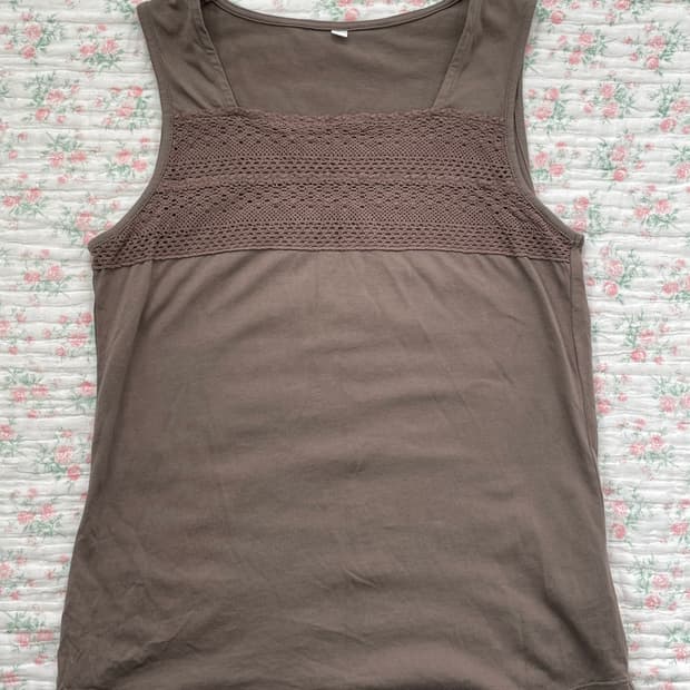 빈티지 브라운 크로셰 모리 나시 1095 모리걸 y2k 스트릿 갸루 펑키