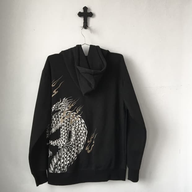 Oriental printing hood zip up