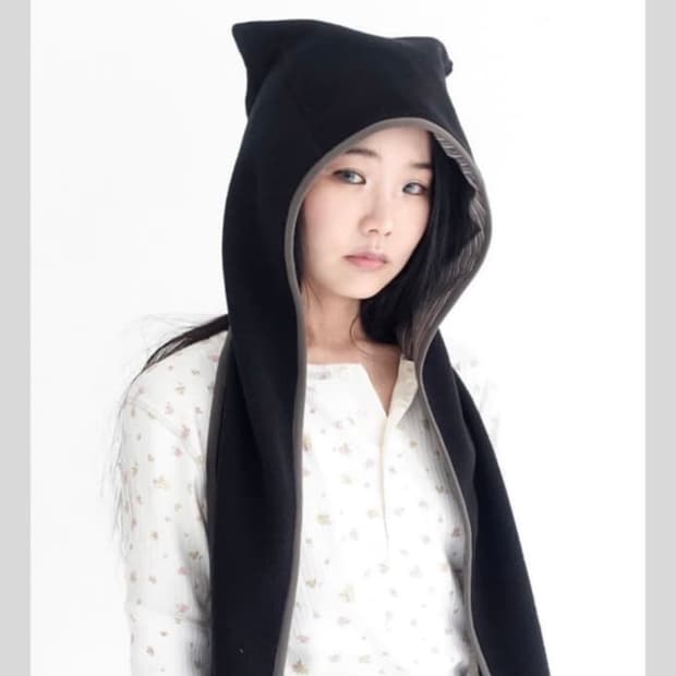 샵페어리 후드 머플러 블랙