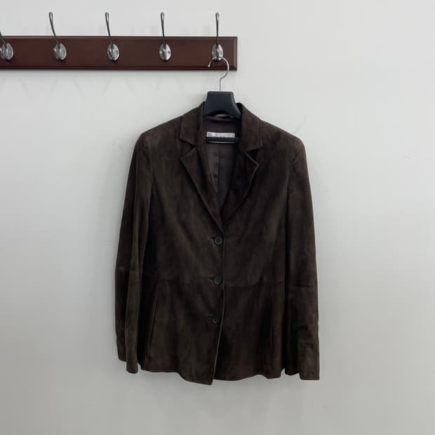 막스마라 브라운 스웨이드 레더 자켓