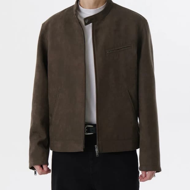(2XL>>XL교환) 무탠다드 신세틱 스웨이드 레이서 재킷 [브라운]