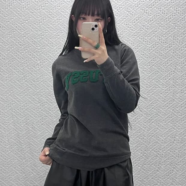 스투시 올드스쿨 레트로 딥그린 약기모 맨투맨 S C09631