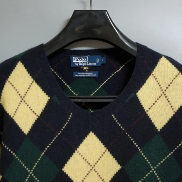 폴로랄프로렌 아가일 모직니트 L